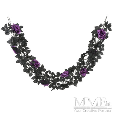 Glitter Purple Roses Garland